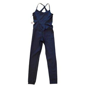 Manduka Womens Hot Yoga Bodysuit Black Stretch V Neck Sleeveless XS New